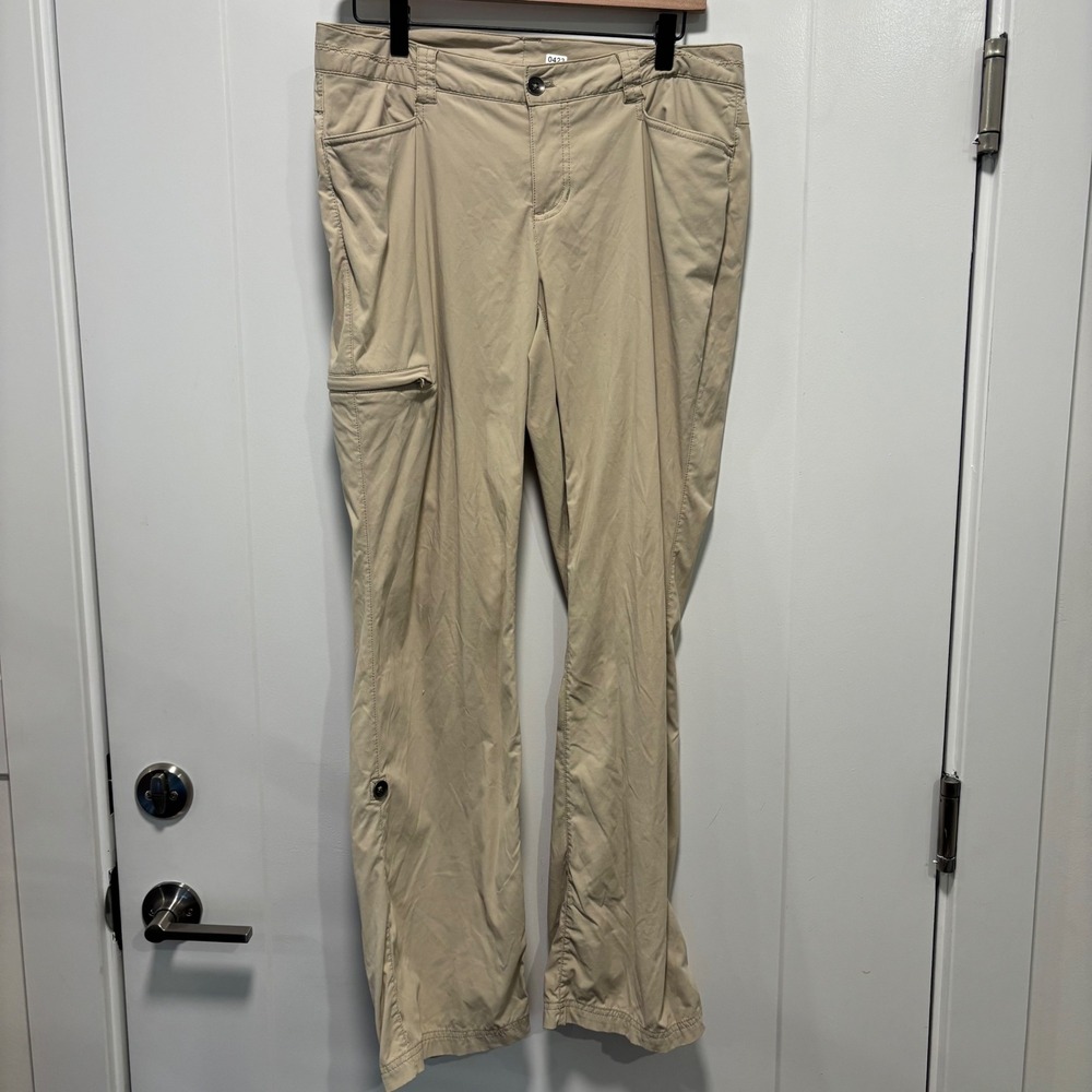Eddie Bauer First Ascent Guide Hiking Pants Womens 10 Tan Khaki Roll Up Straight